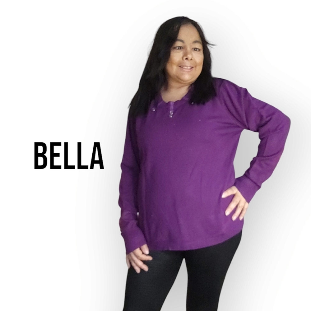 Bella Women's Purple Cowl Neck Button Design Sweater Size Large